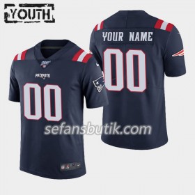 New England Patriots Tröjor Custom Nike Navy 100th - Barn